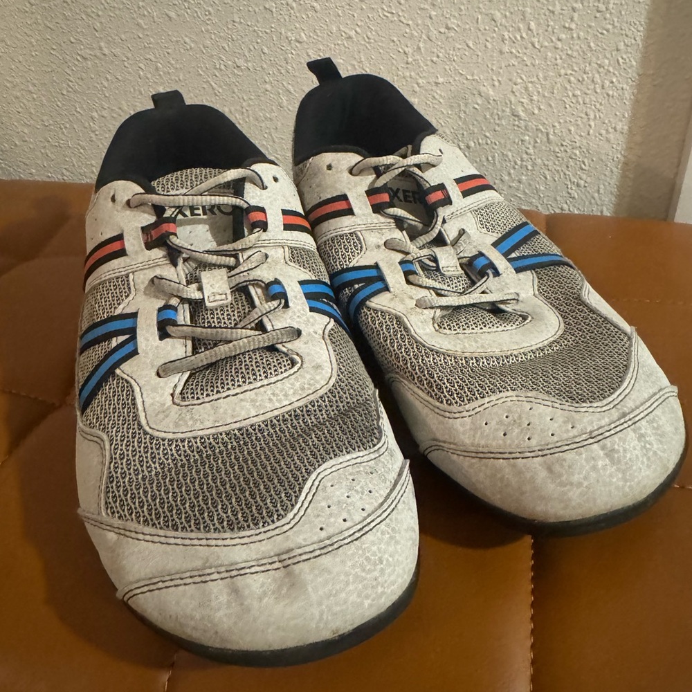 Xero Prio White Sneakers Men’s 11 with Red and Blue. Train, run, lift